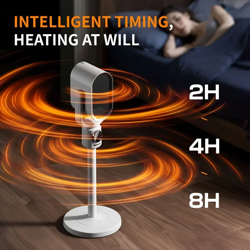 (image for) Household Vertical Heater Electric Heater with Remote Control Night light LED Display Shaking Head Heater High Power Cold & Warm Dual Purpose Heater